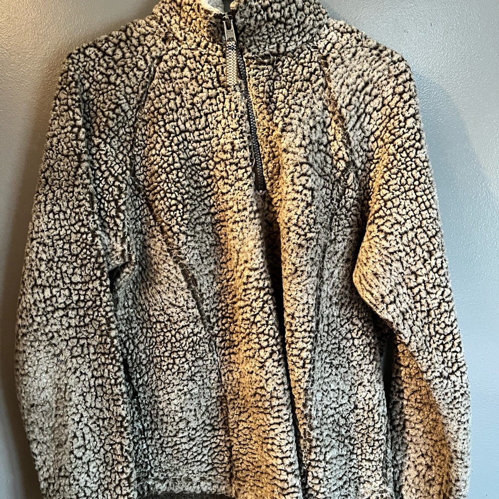 Plush Teddy Jacket - Taupe Sherpa Half-Zip